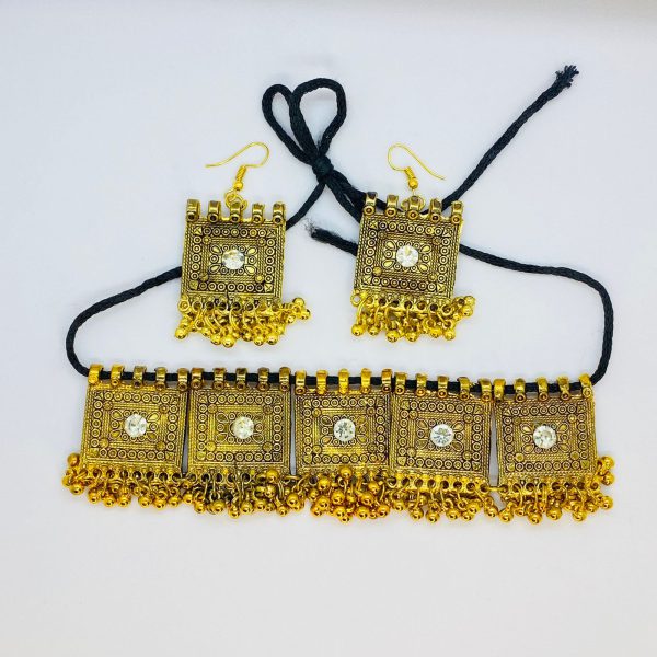 Afghani Antique Choker Necklace With Earrings For Women