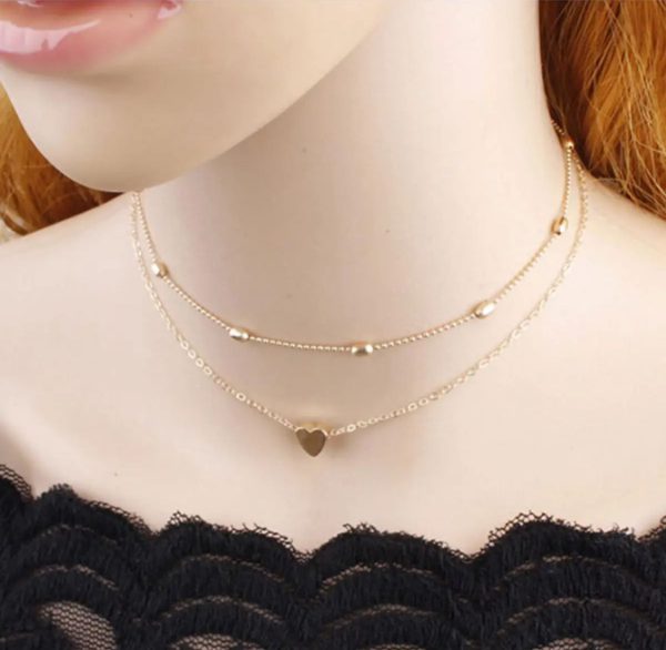 "Multi-Layer Love Heart Choker Necklace: Fashion Accessory for Girls & Women"